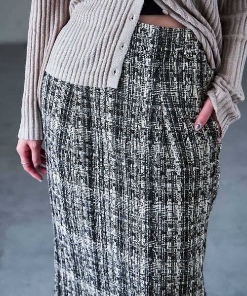 Fashion Letter(ファッションレター)の「ミックスツイード ハイウエスト ナロースカート(スカート・レディース・ブラック/グレー・M)」の15枚目の写真