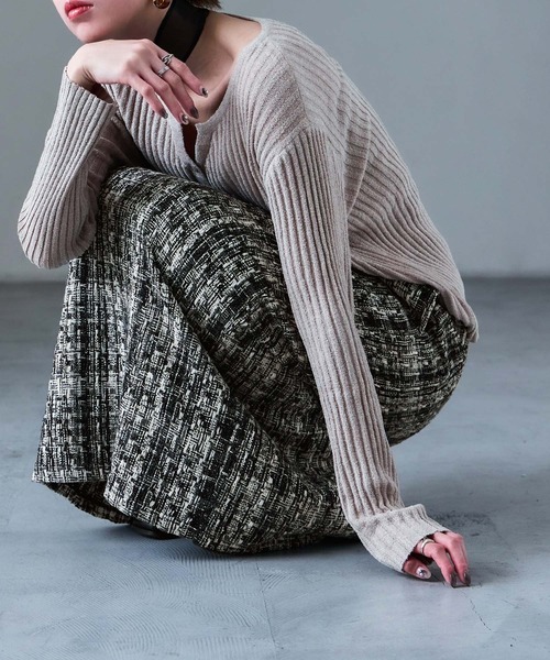 Fashion Letter(ファッションレター)の「ミックスツイード ハイウエスト ナロースカート(スカート・レディース・ブラック/グレー・M)」の16枚目の写真