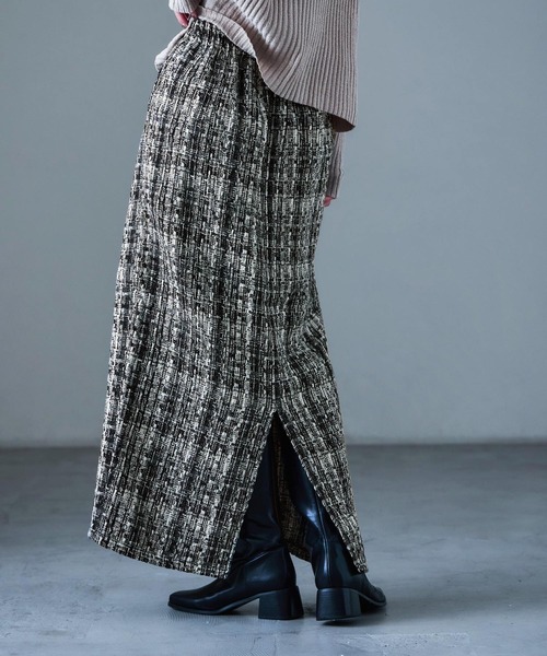Fashion Letter(ファッションレター)の「ミックスツイード ハイウエスト ナロースカート(スカート・レディース・ブラック/グレー・M)」の21枚目の写真