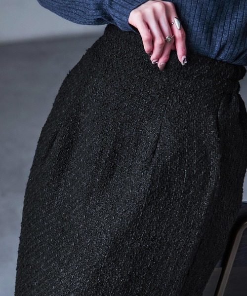 Fashion Letter(ファッションレター)の「ミックスツイード ハイウエスト ナロースカート(スカート・レディース・ブラック/グレー・M)」の6枚目の写真