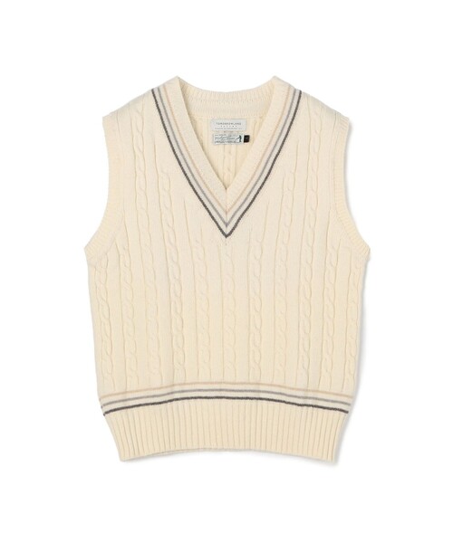 RICHMOND(リッチモンド)の「【別注】RICHMOND KNITWEAR ウールケーブル Vネックベスト(ニット/セーター・メンズ・ネイビー/イエロー/ホワイト・M/S)」の2枚目の写真