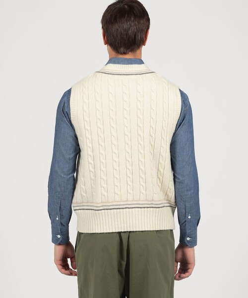 RICHMOND(リッチモンド)の「【別注】RICHMOND KNITWEAR ウールケーブル Vネックベスト(ニット/セーター・メンズ・ネイビー/イエロー/ホワイト・M/S)」の7枚目の写真