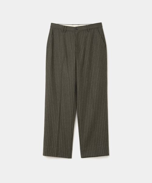 UNIFORM BRIDGE(ユニフォームブリッジ)の「stripe wool trouser olive(その他パンツ・メンズ・その他・X-LARGE/MEDIUM/LARGE)」の1枚目の写真
