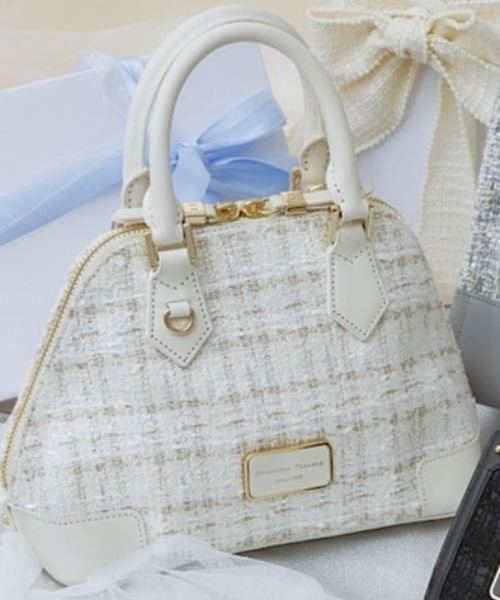 Samantha Thavasa（サマンサタバサ）の「ファンシーツイード ハンドバッグ（ハンドバッグ・レディース・ライトグレー/ブラック/オフホワイト・FREE）」の2枚目の写真