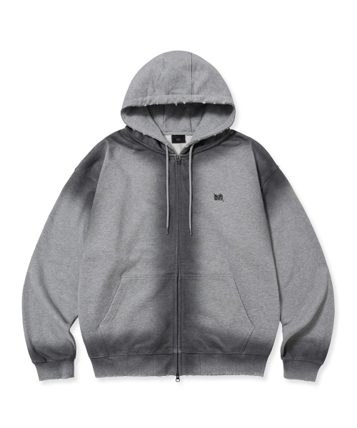 BROKEN TAG DIRTY HOOD ZIP UP - MELANGE GREY