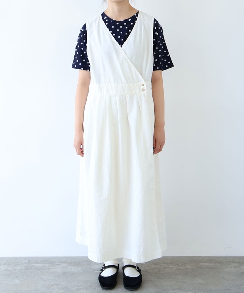 bulle de savon(ビュルデサボン)の「リネン/コットン ナチュラルトリプルワッシャー apron ワンピース(ワンピース・レディース・ホワイト/ブラック・FREE)」の9枚目の写真