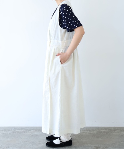 bulle de savon(ビュルデサボン)の「リネン/コットン ナチュラルトリプルワッシャー apron ワンピース(ワンピース・レディース・ホワイト/ブラック・FREE)」の10枚目の写真
