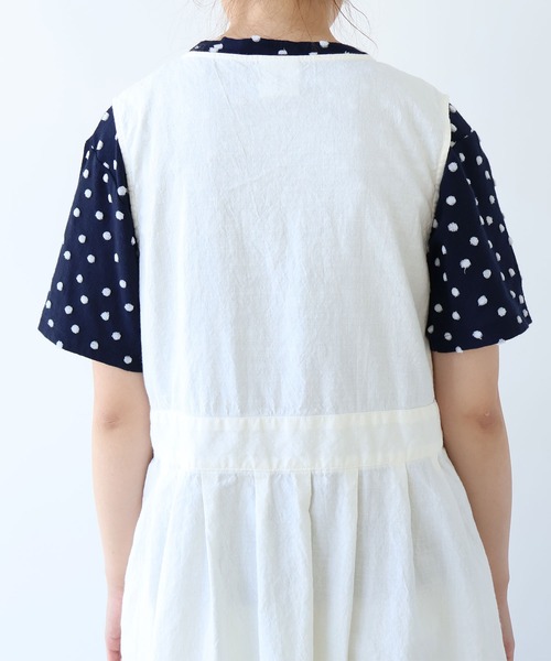 bulle de savon(ビュルデサボン)の「リネン/コットン ナチュラルトリプルワッシャー apron ワンピース(ワンピース・レディース・ホワイト/ブラック・FREE)」の14枚目の写真