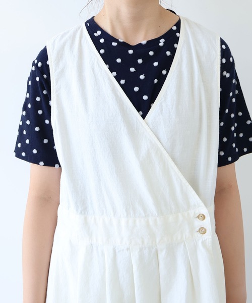 bulle de savon(ビュルデサボン)の「リネン/コットン ナチュラルトリプルワッシャー apron ワンピース(ワンピース・レディース・ホワイト/ブラック・FREE)」の12枚目の写真
