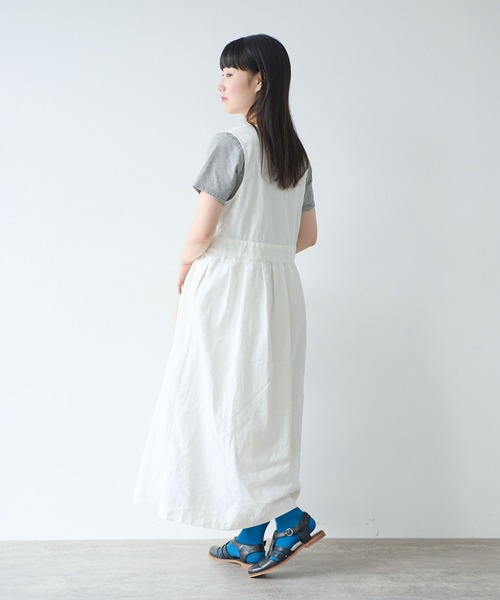bulle de savon(ビュルデサボン)の「リネン/コットン ナチュラルトリプルワッシャー apron ワンピース(ワンピース・レディース・ホワイト/ブラック・FREE)」の8枚目の写真