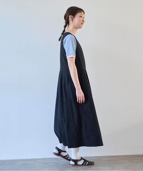 bulle de savon(ビュルデサボン)の「リネン/コットン ナチュラルトリプルワッシャー apron ワンピース(ワンピース・レディース・ホワイト/ブラック・FREE)」の21枚目の写真