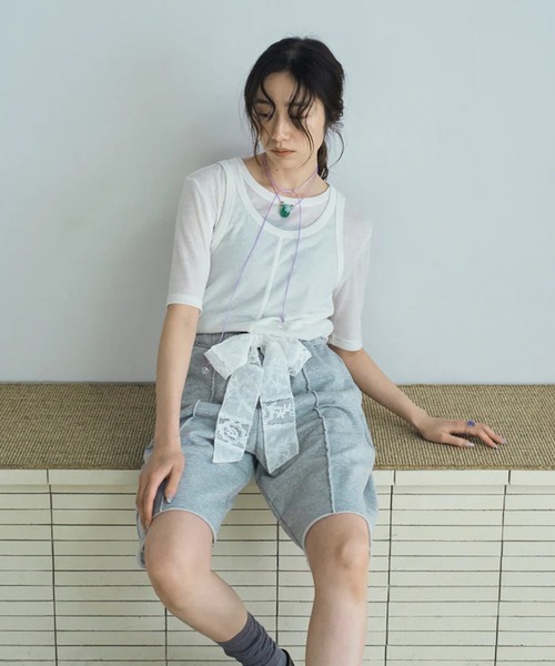 merrylatte(メリーラテ)の「sweat lace half pants(スウェットパンツ・レディース・グレー・FREE)」の20枚目の写真