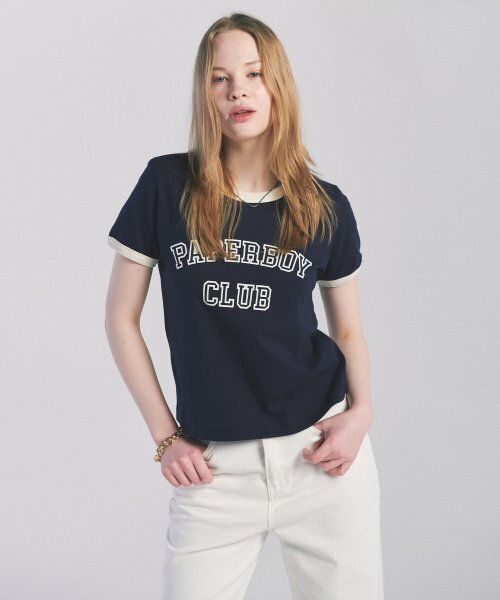 PAPERBOY(ペーパーボーイ)の「クラブリンガー半袖Tシャツ-ネイビー(Tシャツ/カットソー・レディース・その他・MEDIUM/SMALL)」の1枚目の写真