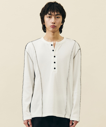 VASTIC（バスティック）の「リバースヘンリーネックロングスリーブ_ホワイト（Tシャツ/カットソー）」