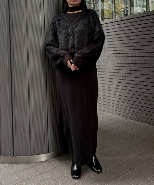 &g'aime（アンジェム）の「【&ｇ'aime 】ショートシャギーカーディガン　Short Shaggy Cardigan（カーディガン/ボレロ・レディース・ブラック/アイボリー/チャコールグレー・FREE）」の11枚目の写真