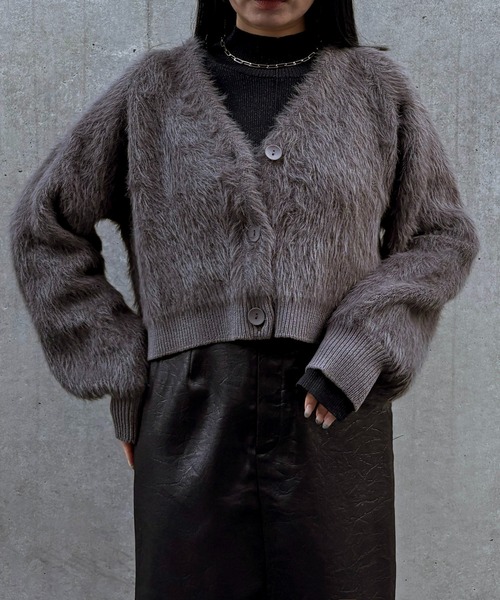 &g'aime（アンジェム）の「【&ｇ'aime 】ショートシャギーカーディガン　Short Shaggy Cardigan（カーディガン/ボレロ・レディース・ブラック/アイボリー/チャコールグレー・FREE）」の14枚目の写真