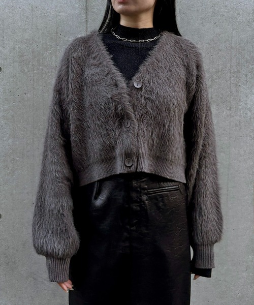 &g'aime（アンジェム）の「【&ｇ'aime 】ショートシャギーカーディガン　Short Shaggy Cardigan（カーディガン/ボレロ・レディース・ブラック/アイボリー/チャコールグレー・FREE）」の15枚目の写真