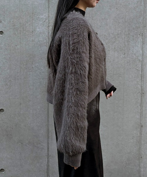 &g'aime（アンジェム）の「【&ｇ'aime 】ショートシャギーカーディガン　Short Shaggy Cardigan（カーディガン/ボレロ・レディース・ブラック/アイボリー/チャコールグレー・FREE）」の17枚目の写真