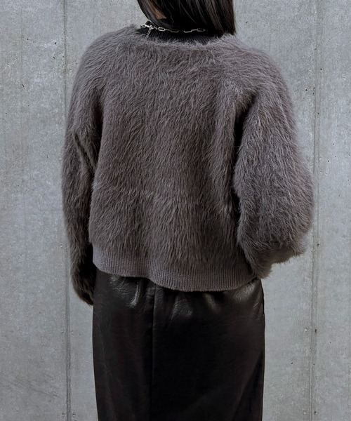 &g'aime（アンジェム）の「【&ｇ'aime 】ショートシャギーカーディガン　Short Shaggy Cardigan（カーディガン/ボレロ・レディース・ブラック/アイボリー/チャコールグレー・FREE）」の18枚目の写真