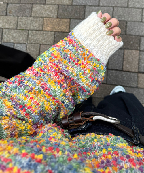 DOUBLE NAME(ダブルネーム)の「前後2WAYぽこぽこMIXヤーンニットカーデ(ニット/セーター・レディース・オフホワイト/マルチ・FREE)」の6枚目の写真