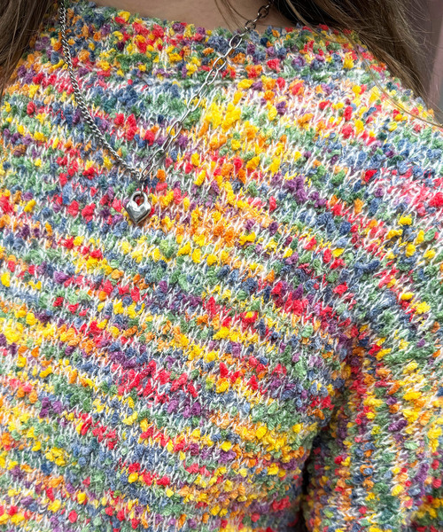 DOUBLE NAME(ダブルネーム)の「前後2WAYぽこぽこMIXヤーンニットカーデ(ニット/セーター・レディース・オフホワイト/マルチ・FREE)」の12枚目の写真