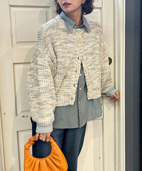 DOUBLE NAME(ダブルネーム)の「前後2WAYぽこぽこMIXヤーンニットカーデ(ニット/セーター・レディース・オフホワイト/マルチ・FREE)」の15枚目の写真