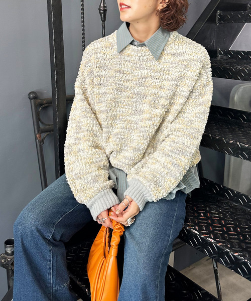 DOUBLE NAME(ダブルネーム)の「前後2WAYぽこぽこMIXヤーンニットカーデ(ニット/セーター・レディース・オフホワイト/マルチ・FREE)」の18枚目の写真