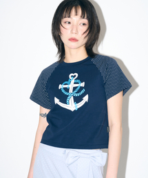 CHOCHOU（チョシュ）の「Heart Anchor Raglan Tee [Navy]（Tシャツ/カットソー）」