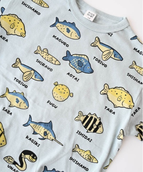 nicohrat（ニコフラート）の「nicohrat/ニコフラート いろんな魚Ｔシャツ（Tシャツ/カットソー・キッズ・サックスブルー/ラベンダー/アイボリー・140cm/130cm/120cm/110cm/100cm/90cm）」の8枚目の写真