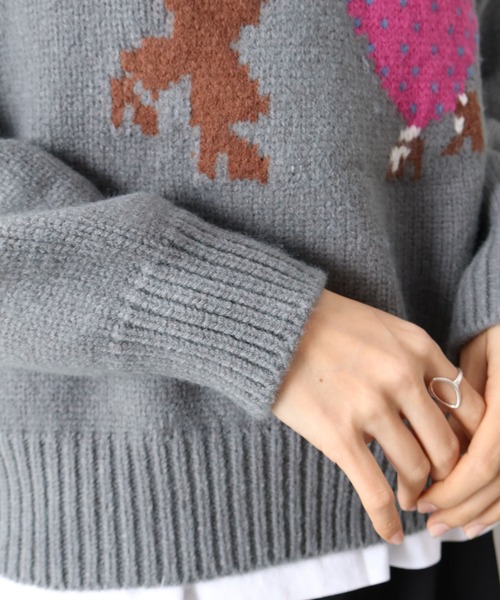 Libby&Rose（リビーアンドローズ）の「DANCEジャガードニットトップス（ニット/セーター・レディース・ネイビー/グレー/オフホワイト・FREE）」の10枚目の写真