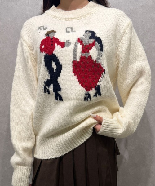 Libby&Rose（リビーアンドローズ）の「DANCEジャガードニットトップス（ニット/セーター・レディース・ネイビー/グレー/オフホワイト・FREE）」の11枚目の写真