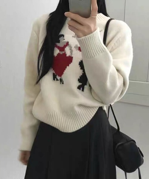 Libby&Rose（リビーアンドローズ）の「DANCEジャガードニットトップス（ニット/セーター・レディース・ネイビー/グレー/オフホワイト・FREE）」の14枚目の写真