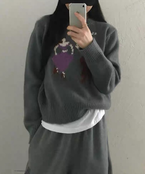 Libby&Rose（リビーアンドローズ）の「DANCEジャガードニットトップス（ニット/セーター・レディース・ネイビー/グレー/オフホワイト・FREE）」の16枚目の写真