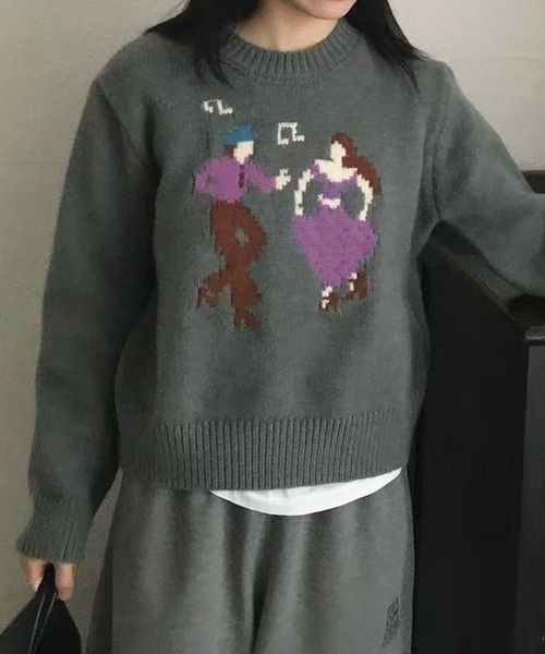 Libby&Rose（リビーアンドローズ）の「DANCEジャガードニットトップス（ニット/セーター・レディース・ネイビー/グレー/オフホワイト・FREE）」の18枚目の写真