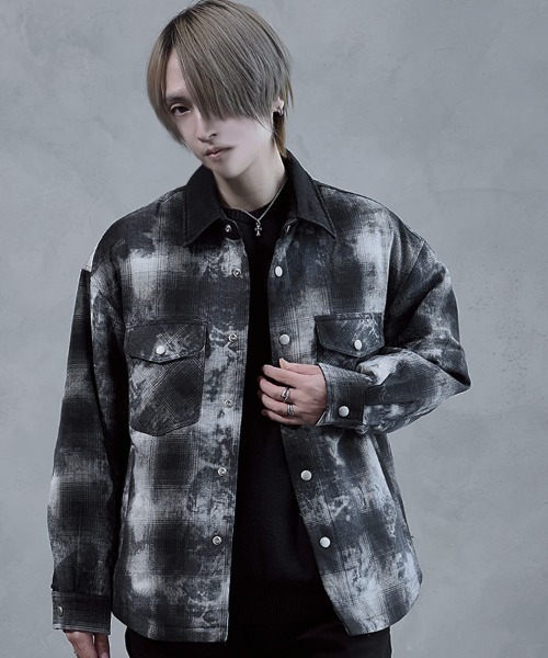 BENUSTA(ベヌスタ)の「『BENUSTA/ベヌスタ』襟切り替えムラ染めジャケット【GC】(その他アウター・メンズ・ブルー・L/XL)」の1枚目の写真