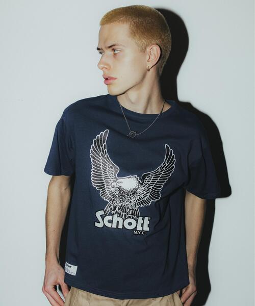 Schott(ショット)の「Schott/ショット/GLITTER EAGLE COMPACT T-SHIRT/グリッター イーグル コンパクト Tシャツ(Tシャツ/カットソー・メンズ・ホワイト/ブラック/ネイビー・2XL/XL/L/M)」の1枚目の写真