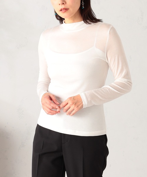 GALLORIA（ギャローリア）の「【吸湿発熱】シアーＴシャツ（Tシャツ/カットソー・レディース・ブラック/オフホワイト・L/LL/M/S）」の2枚目の写真