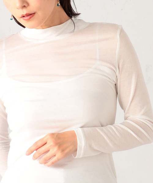 GALLORIA（ギャローリア）の「【吸湿発熱】シアーＴシャツ（Tシャツ/カットソー・レディース・ブラック/オフホワイト・L/LL/M/S）」の6枚目の写真