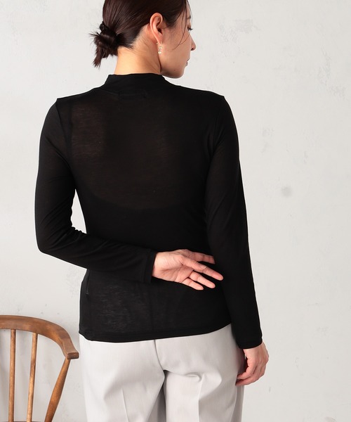 GALLORIA（ギャローリア）の「【吸湿発熱】シアーＴシャツ（Tシャツ/カットソー・レディース・ブラック/オフホワイト・L/LL/M/S）」の8枚目の写真