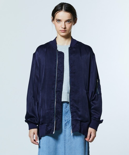 DOUBLE STANDARD CLOTHING（ダブルスタンダードクロージング）の「サテンワッシャーブルゾン（ブルゾン・レディース・カーキ/ネイビー・FREE）」の2枚目の写真