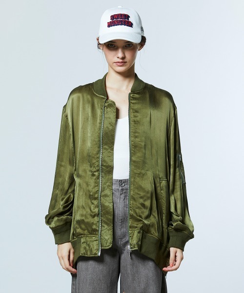 DOUBLE STANDARD CLOTHING（ダブルスタンダードクロージング）の「サテンワッシャーブルゾン（ブルゾン・レディース・カーキ/ネイビー・FREE）」の5枚目の写真