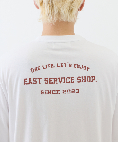 eastserviceshop(イーストサービスショップ)の「Stamp Pocket Half T - White(Tシャツ/カットソー・レディース・ホワイト・SMALL/MEDIUM/LARGE)」の2枚目の写真