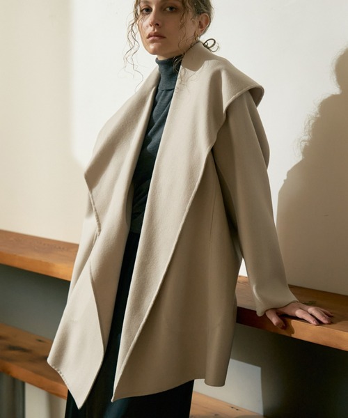 DESIGNWORKS（デザインワークス）の「ダブルフェイスハーフ丈コート（ステンカラーコート・レディース・キャメル・38）」の5枚目の写真