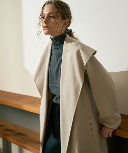 DESIGNWORKS（デザインワークス）の「ダブルフェイスハーフ丈コート（ステンカラーコート・レディース・キャメル・38）」の6枚目の写真