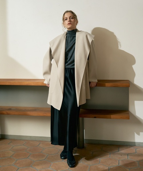 DESIGNWORKS（デザインワークス）の「ダブルフェイスハーフ丈コート（ステンカラーコート・レディース・キャメル・38）」の7枚目の写真