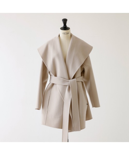 DESIGNWORKS（デザインワークス）の「ダブルフェイスハーフ丈コート（ステンカラーコート・レディース・キャメル・38）」の10枚目の写真