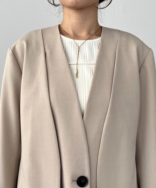 CAPRICIEUX LE'MAGE（カプリシューレマージュ）の「【再販】〈C.L〉スリットスリーブジャケット（テーラードジャケット・レディース・ブラック/ベージュ・FREE）」の8枚目の写真