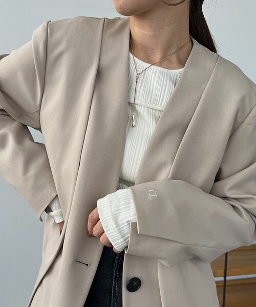 CAPRICIEUX LE'MAGE（カプリシューレマージュ）の「【再販】〈C.L〉スリットスリーブジャケット（テーラードジャケット・レディース・ブラック/ベージュ・FREE）」の20枚目の写真