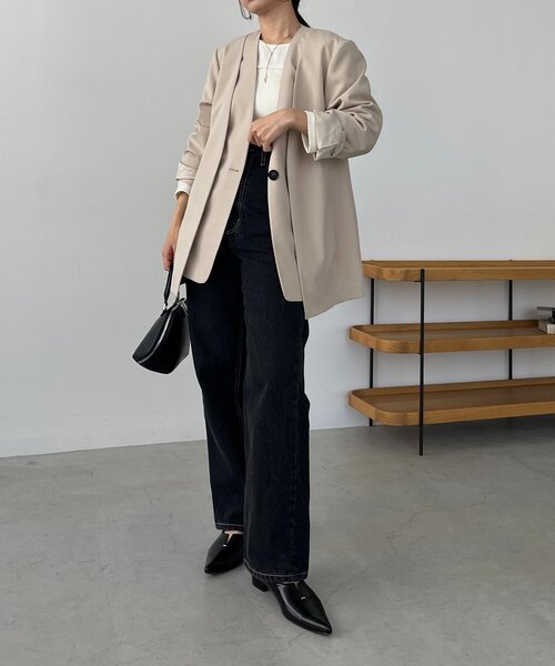 CAPRICIEUX LE'MAGE（カプリシューレマージュ）の「【再販】〈C.L〉スリットスリーブジャケット（テーラードジャケット・レディース・ブラック/ベージュ・FREE）」の22枚目の写真