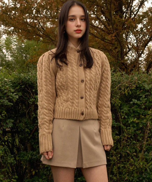 クラシックAラインスカートパンツ - ベージュ